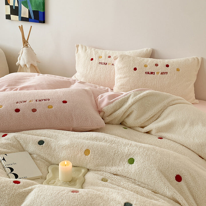 Plüsch Bestickter Zuckerstangen Gnome Bettbezug Set mit weichem Mikrofleece-Finish