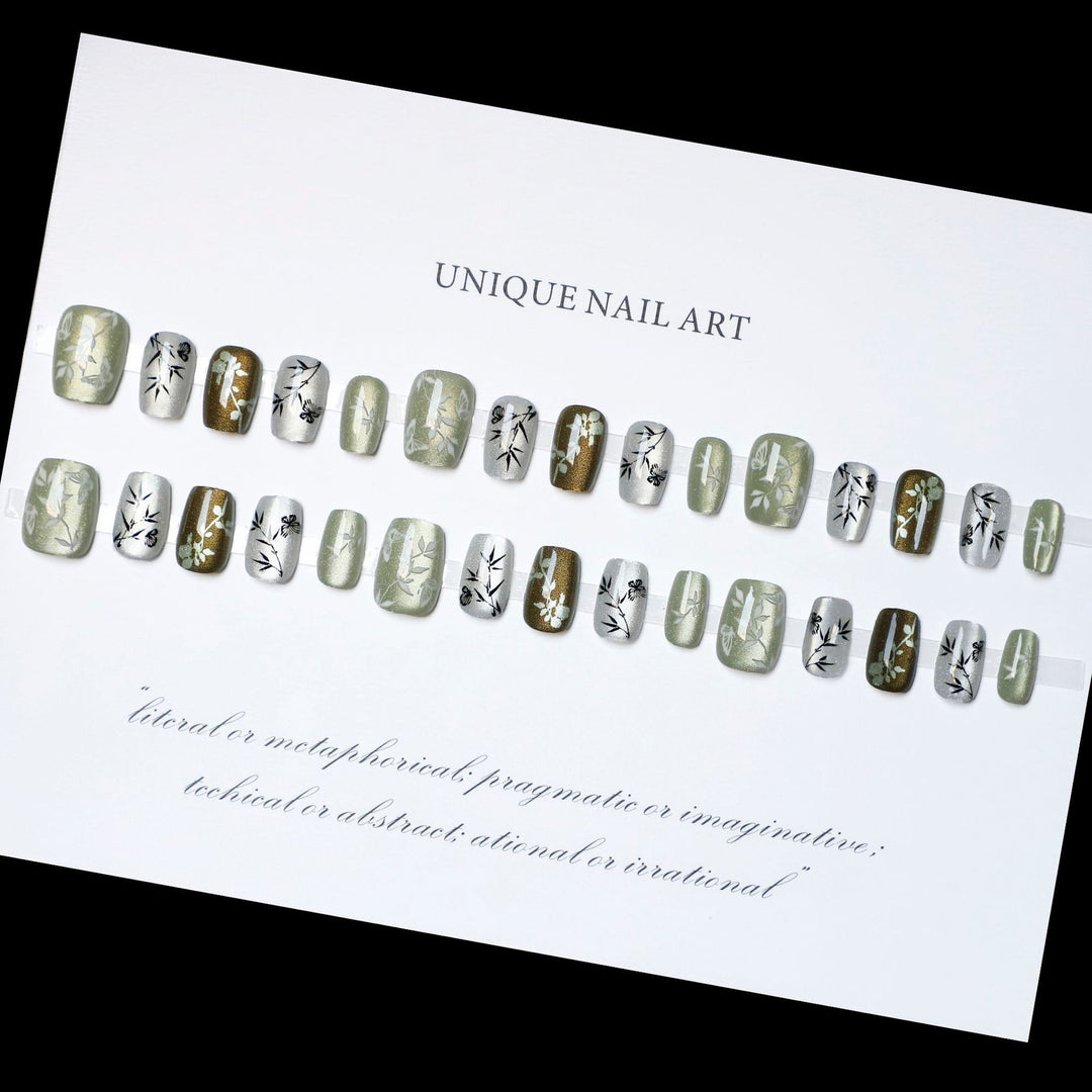 Botanisch inspiriertes Press-On Nagelkunst-Set