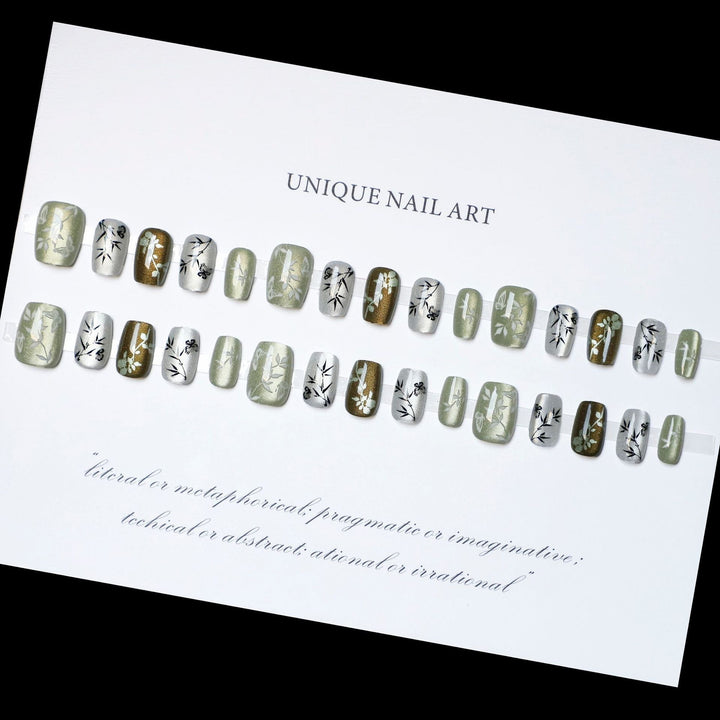 Botanisch inspiriertes Press-On Nagelkunst-Set