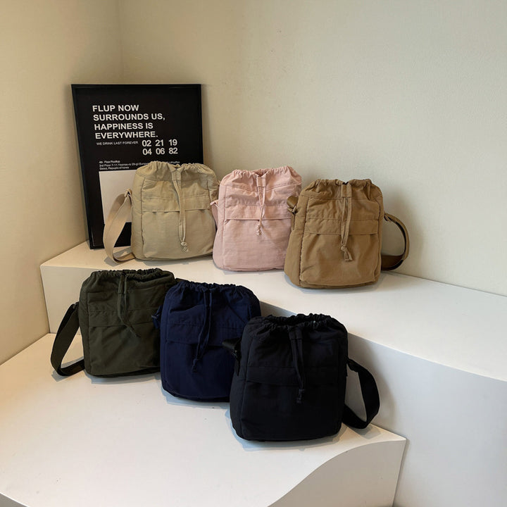 Lässige Kordelzug-Eimer-Tasche Karnz