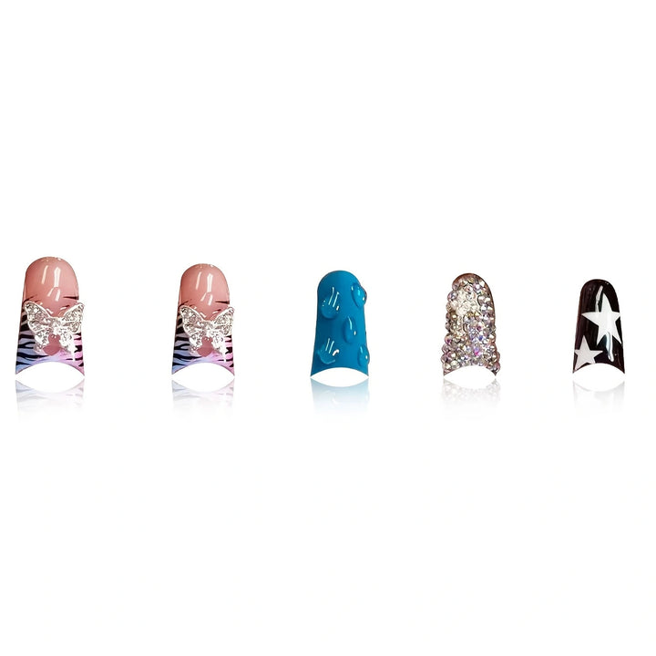 Glamourös Press-On-Nagelkunst-Set mit einzigartigen dekorativen Elementen Karnz