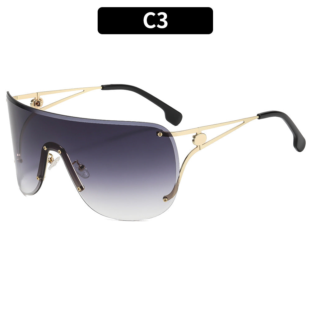 Damen visierartige Sonnenbrille mit elegantem Metallgestell Karnz