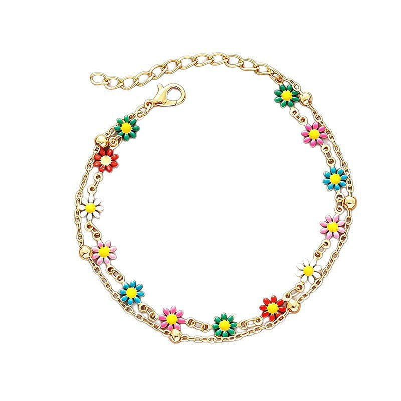 Bunte Blumen Charme Fußkette Karnz