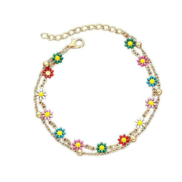 Bunte Blumen Charme Fußkette Karnz