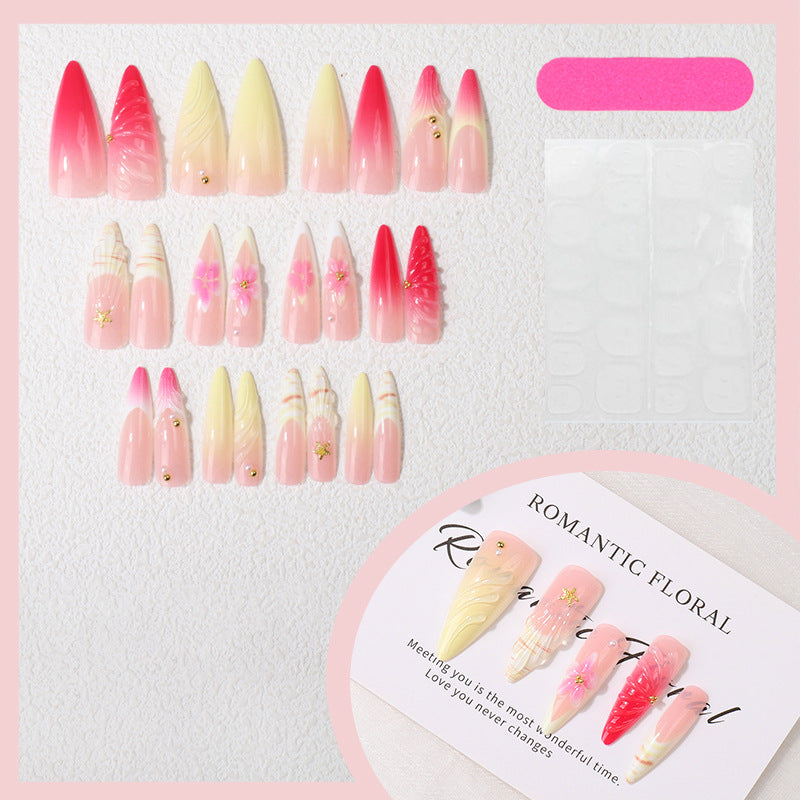 Romantisches Blumen Press-On Nagelspitzen Kunstset Karnz