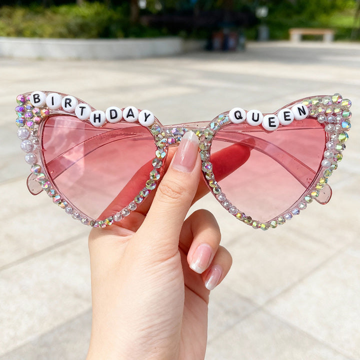 Rhinestone-besetzte Geburtstagsthema-Sonnenbrille Karnz