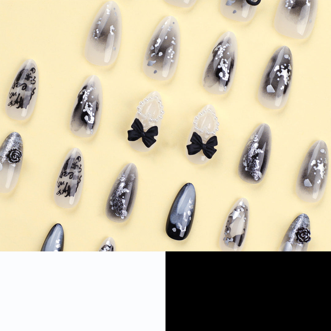 Künstliche Nagelkunst mit einzigartigem Schwarz-Weiß-Design Karnz