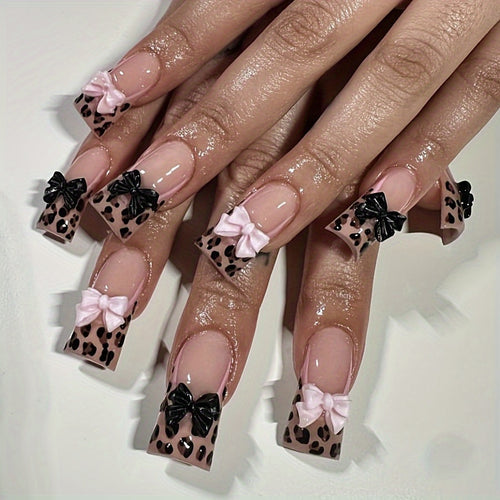 Dekorativer Leopard-Print Press-On Nail Set Karnz