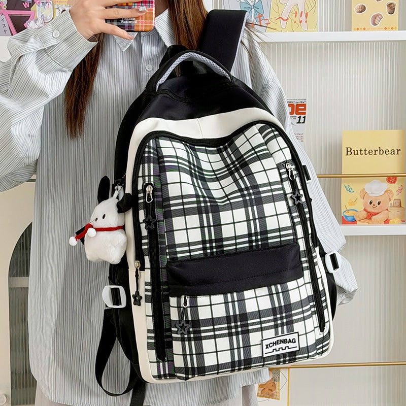 Stylische Karierte Muster Rucksack Karnz