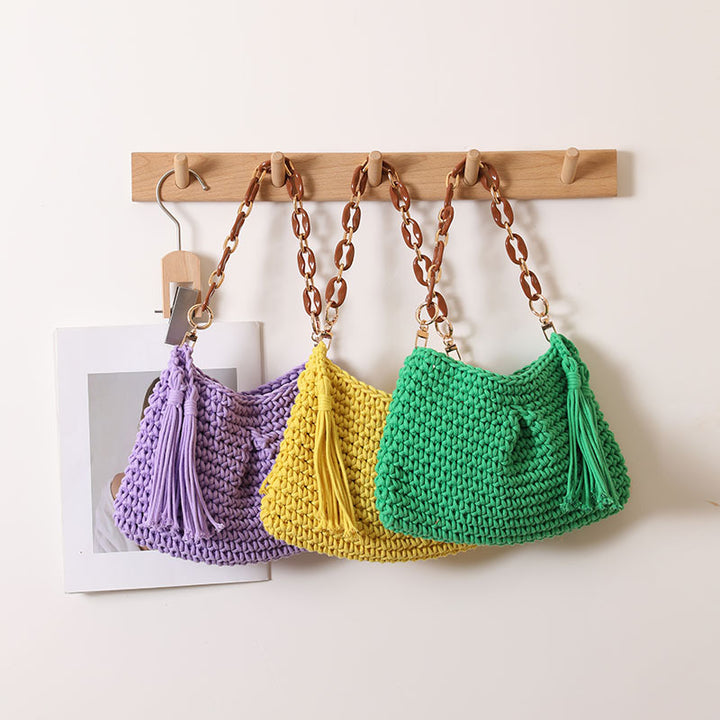 Damen Handgefertigte Schultertasche mit Kettenakzenten Karnz