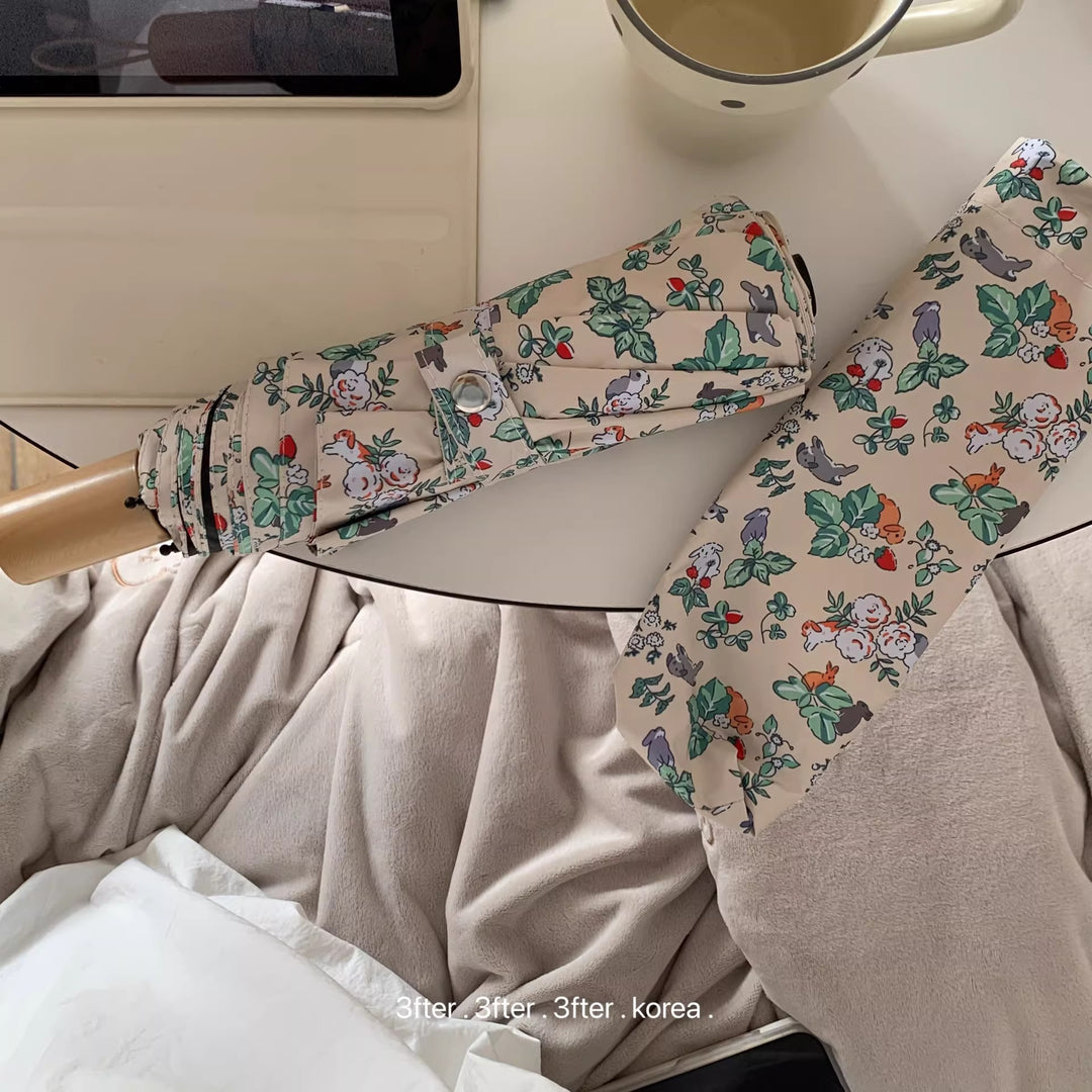 Damen Faltbarer Regenschirm mit floralem Vintage-Design Karnz