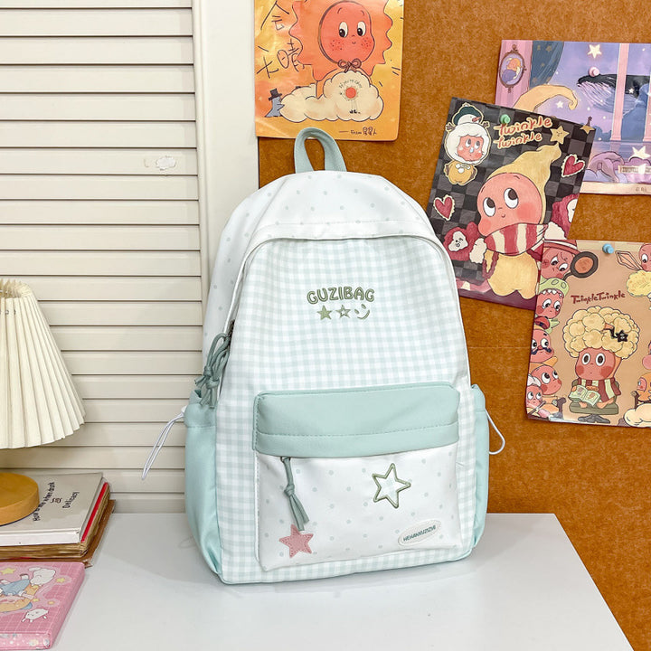 Stylischer Gingham-Muster Rucksack