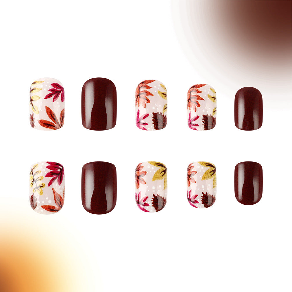 Herbst-inspirierte Press-On Nagelkunst Karnz