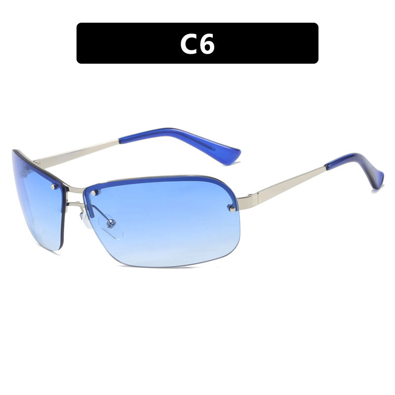 Damen Sonnenbrille mit großen, eleganten Gläsern und einem modernen Metallrahmen Karnz