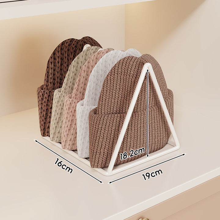 Dreieckiger Metall-Multi-Slot-Strickmütze und Beaniefächer-Rack
