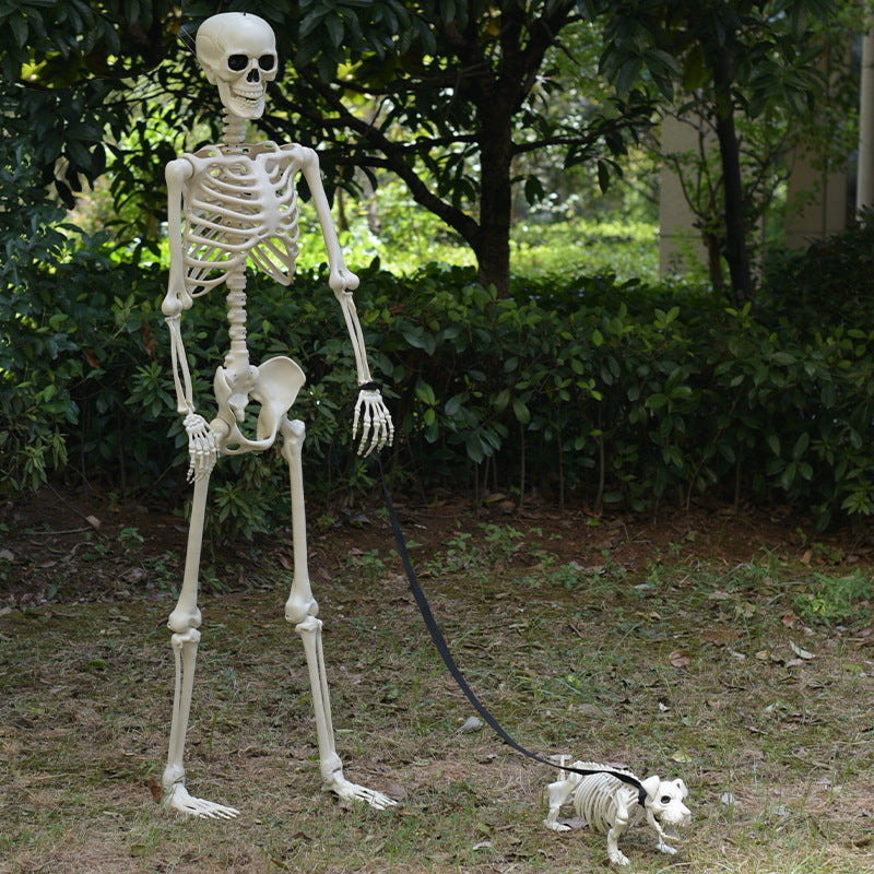 Dekoratives Skelett Hund und Mensch Figurenset Karnz