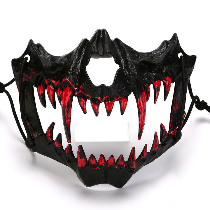 Halbgesichtsmaske mit fletschenden Vampirzähnen und verstellbarem Gummiband