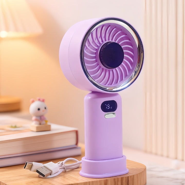 Damen Tragbarer USB Tischventilator mit digitaler Steuerung und flexiblem Neigungsmechanismus Karnz