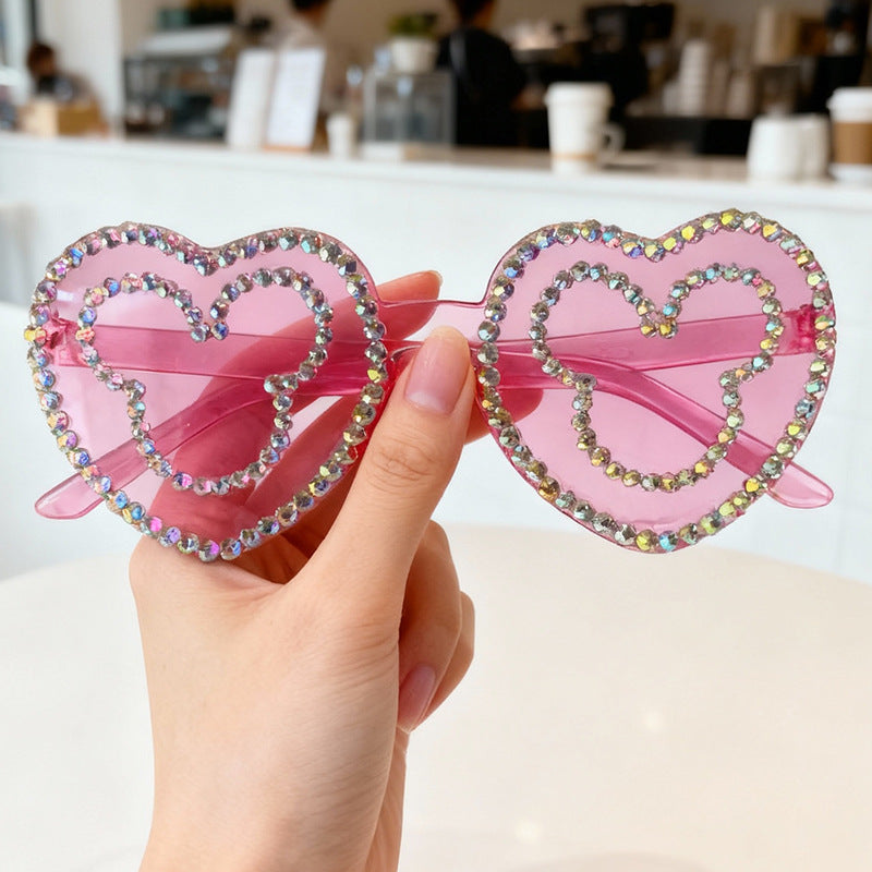Rhinestone-besetzte herzförmige Sonnenbrille Karnz 1787141236