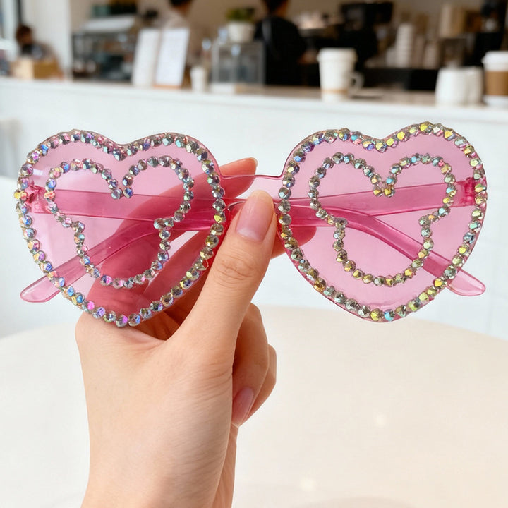 Rhinestone-besetzte herzförmige Sonnenbrille Karnz 1787141236