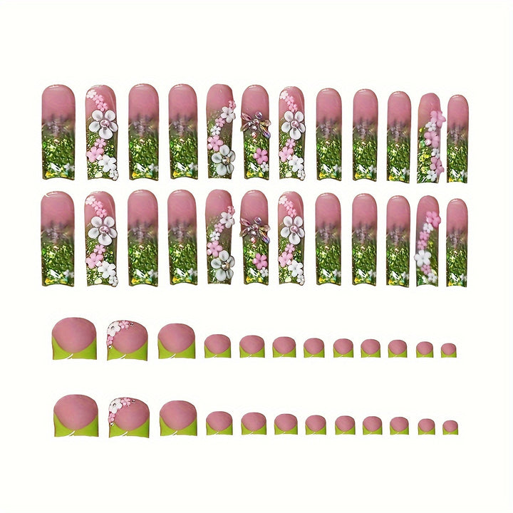 Florale Fantasie Press-On Nagelset Karnz