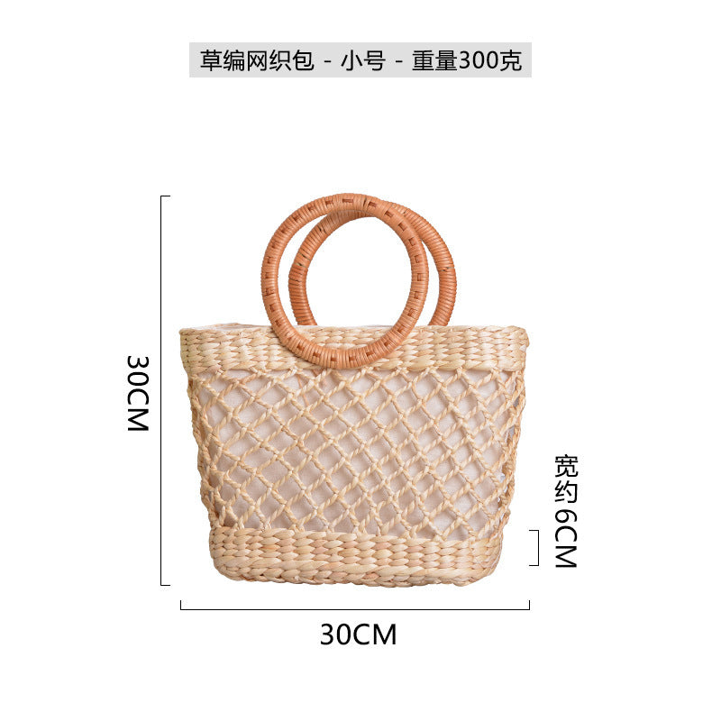 Damen handgefertigte Strandtasche mit geflochtenen Griffen Karnz