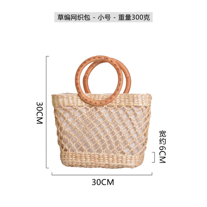 Damen handgefertigte Strandtasche mit geflochtenen Griffen Karnz