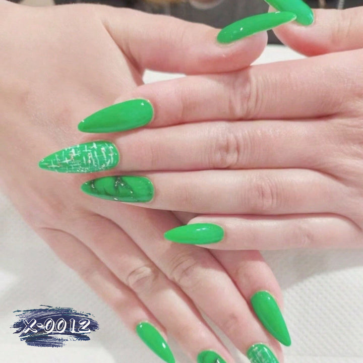 Künstlerisches grünes Stiletto-Nagelkunst-Set