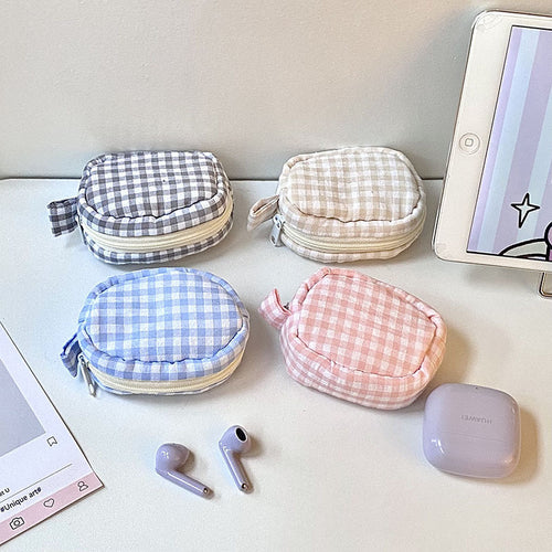 Handgefertigte Kosmetiktasche Im Gingham-Design Karnz