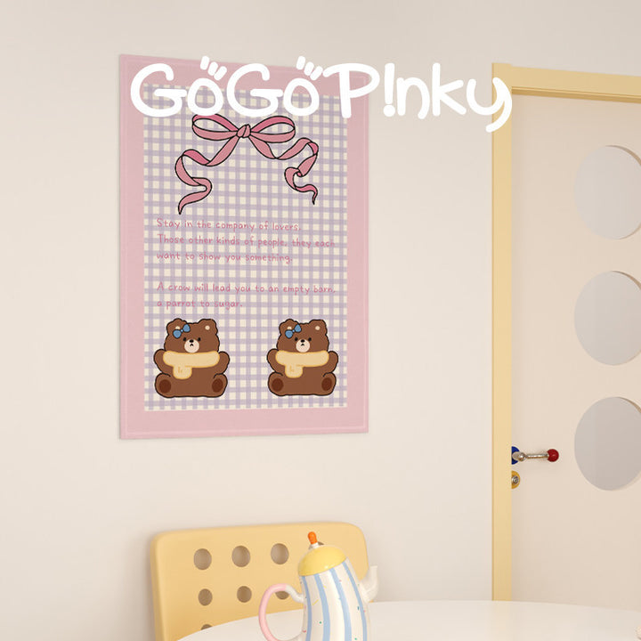 Pastel Cartoon Nursery Wall Art Print Poster with Cute Bear & Gift Illustration