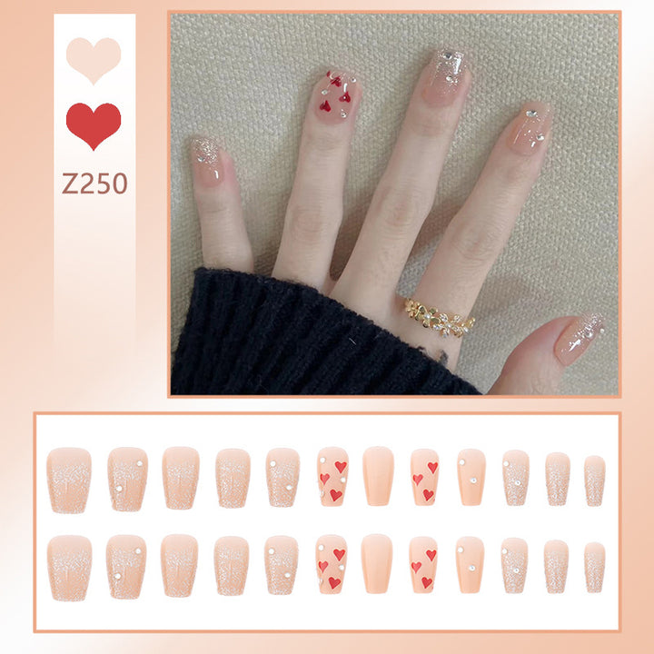 Romantisches Herz-Themen Press-On Nagelset