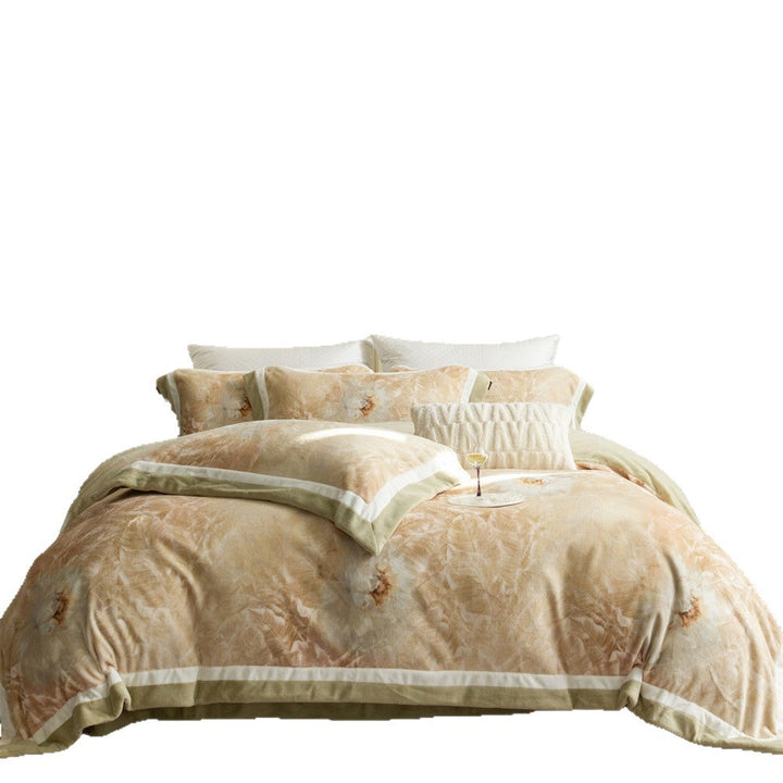 Luxus Mikrofaservelours Bettdeckenbezug-Bettwäsche Set