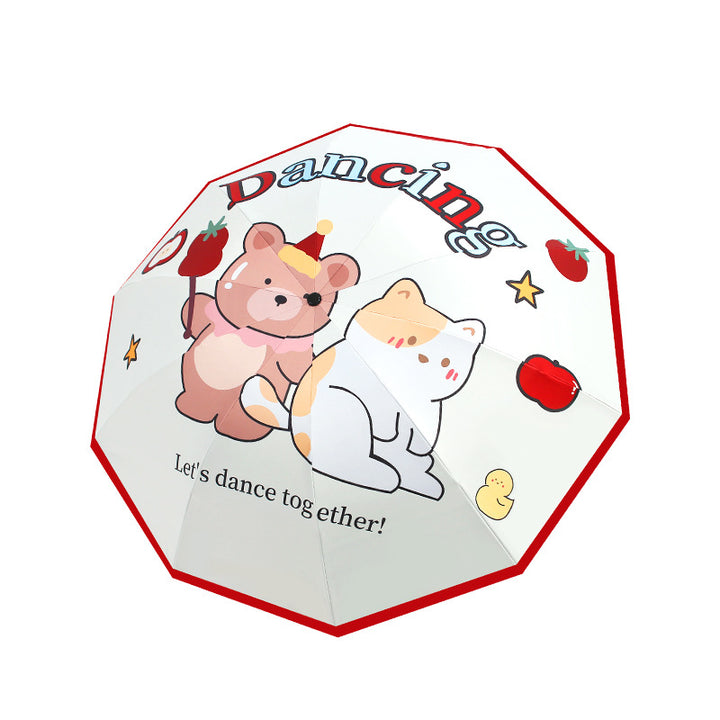 Damen kreativer Falt-Regenschirm mit niedlichem Bärenmotiv Karnz