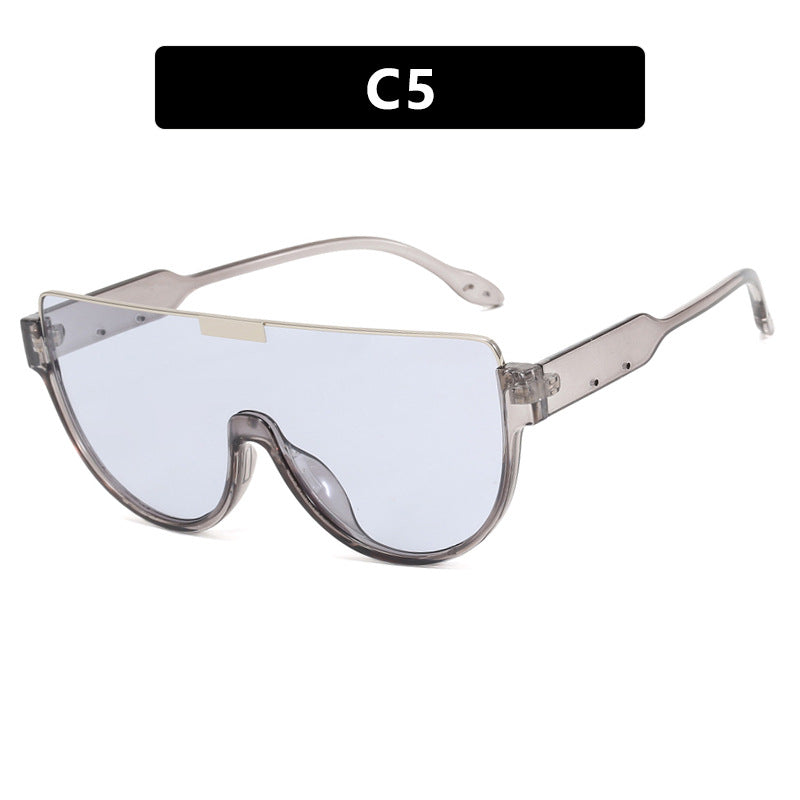 Damen futuristische Oversized-Sonnenbrille mit klarem Full-Rim-Rahmen Karnz