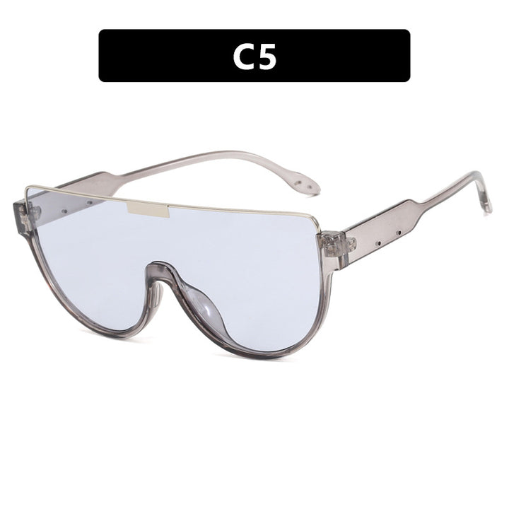 Damen futuristische Oversized-Sonnenbrille mit klarem Full-Rim-Rahmen Karnz