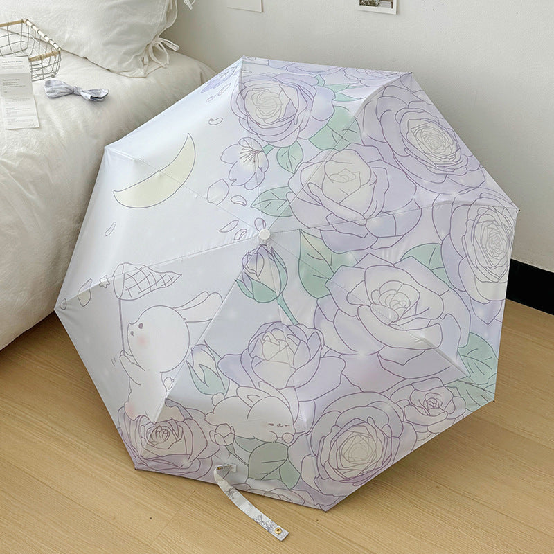 Damen Faltbarer Regenschirm mit floralem Minimalismus Karnz