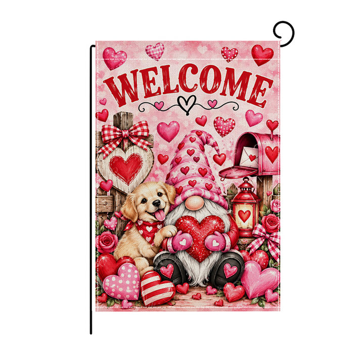 Valentinstag Blumendes Herz Gartenbanner Flagge mit Mastschlauch und wetterbeständigem Polyester