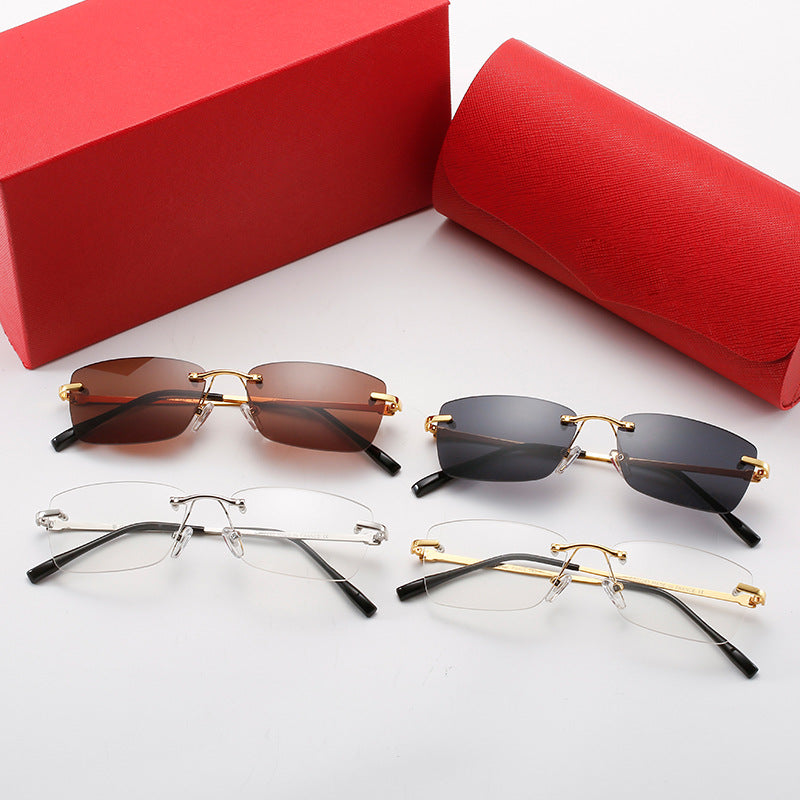 Damen modische Halbrahmen-Sonnenbrille mit stilvollem Metallrahmen Karnz