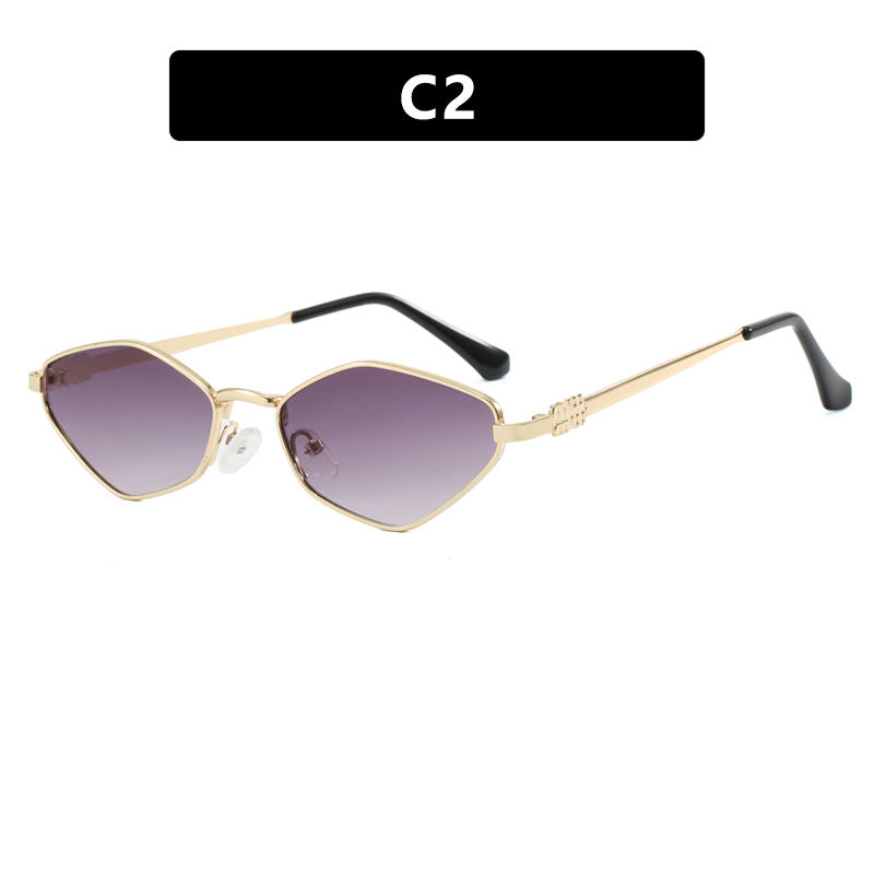 Damen geometrische Sonnenbrille mit glänzendem Metallrahmen und polarisierten Gläsern Karnz