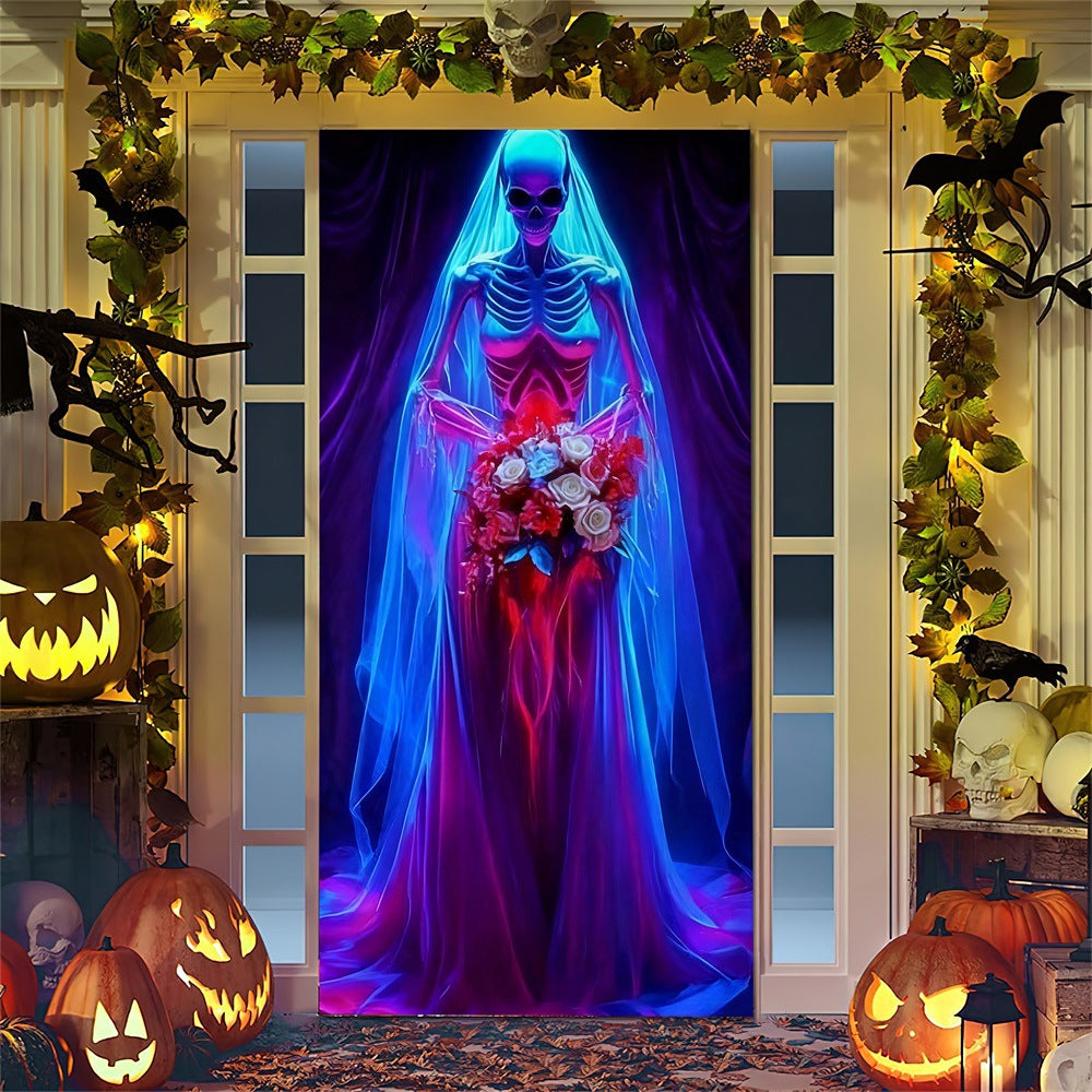 Halloween-Türposter mit großformatiger Grim-Reaper-Illustration und wiederverwendbarem PVC-Planenstoff