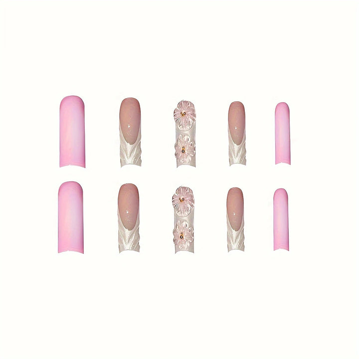 Künstlerische florale Press-On-Nagelerweiterungen Karnz