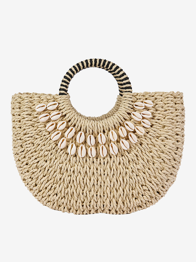Damen Exklusive Korbtasche mit Muscheldekor Karnz