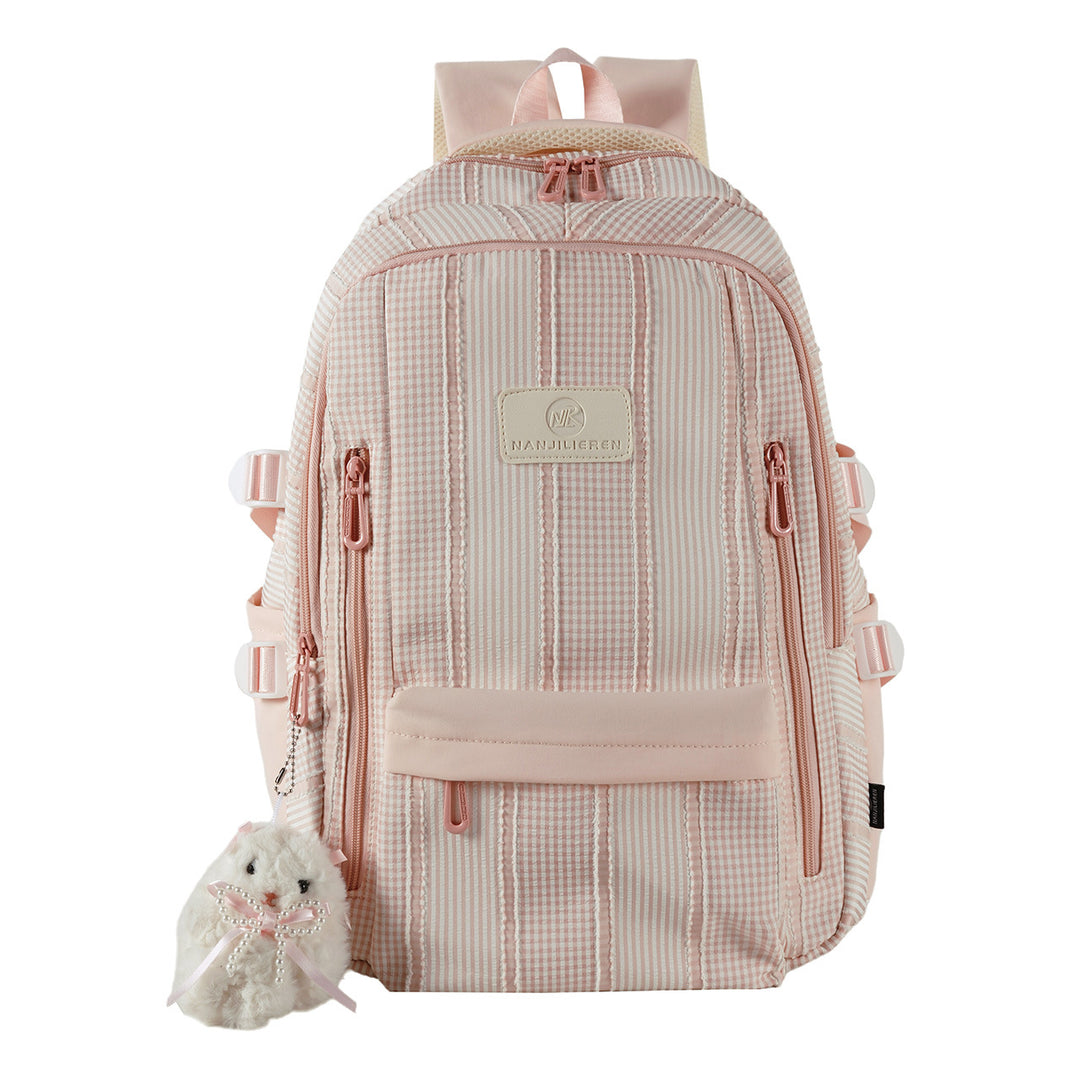 Gestreifter Rucksack mit Schlüsselanhänger Charm Karnz