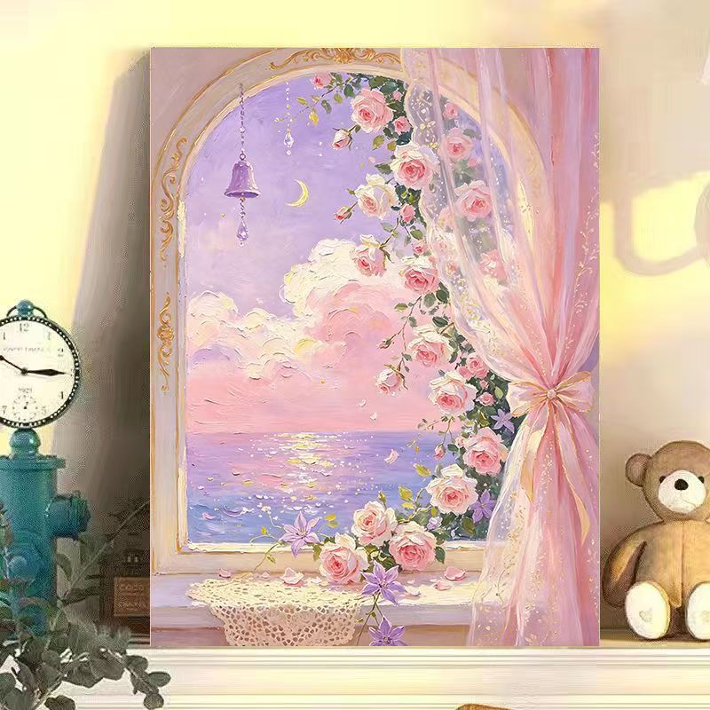 Romantische florale Landschaft Leinwandkunst Karnz