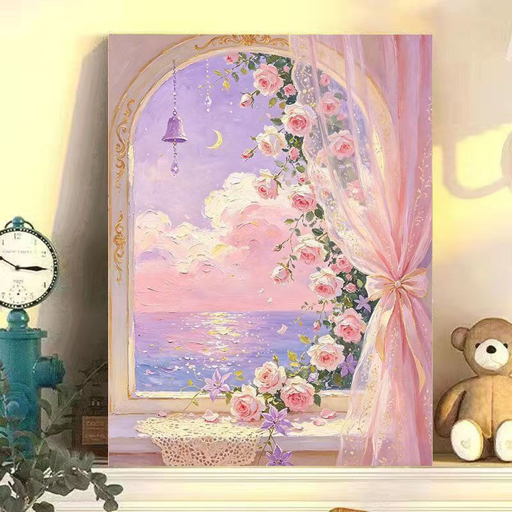 Romantische florale Landschaft Leinwandkunst Karnz