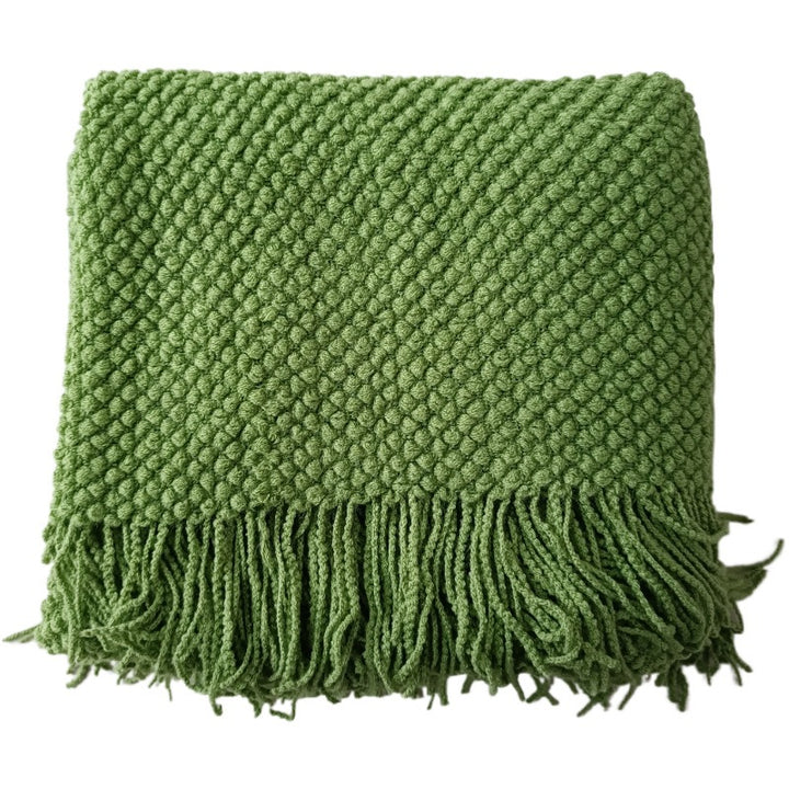 Strukturierte Strickwurfdecke