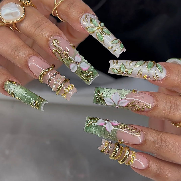 Künstlerisches Luxus Press-on Nagelkunst Set Karnz