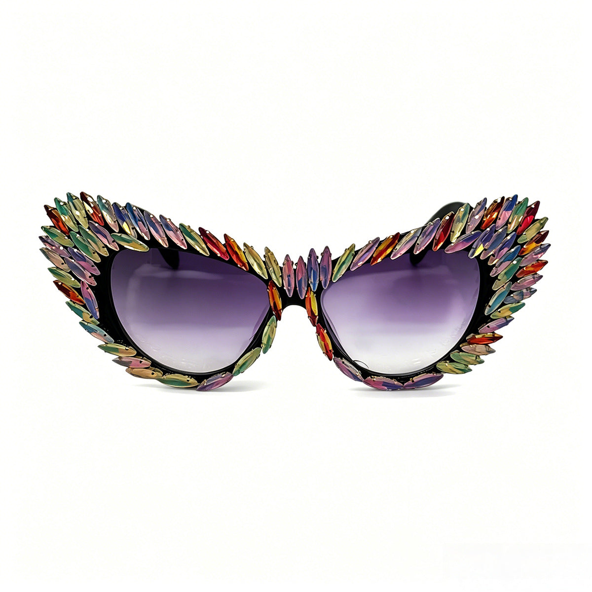Damen extravagante Cat-Eye Sonnenbrille mit vielfältigen Schmuckdetails Karnz
