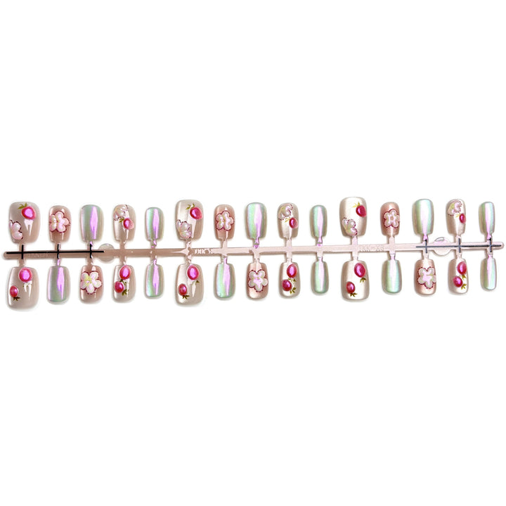 Blumengemusterte Press-On Nagelset