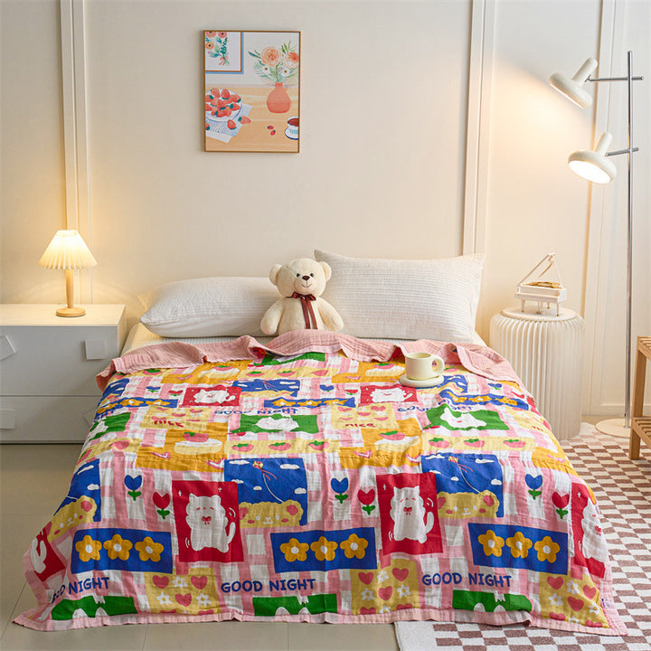 Leichtgewichtige Wendbare Baumwoll-Musselin Erdbeer Quiltdecke